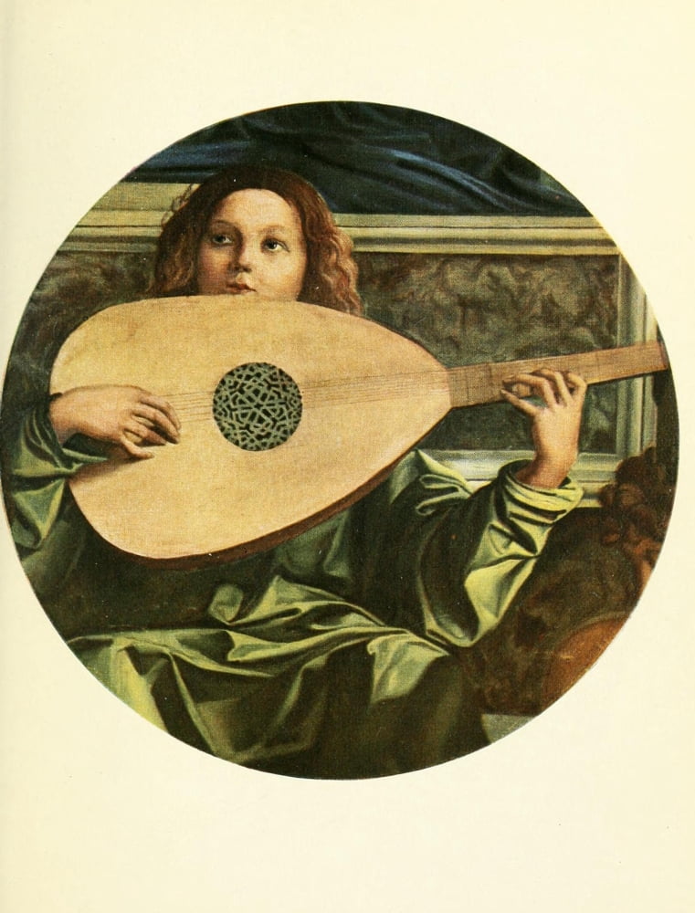 Bellini 1908 Angel playing a lute Canvas Art - Giovanni Bellini (18 x 24)