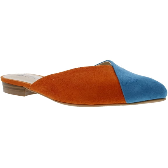 Bellini Flex Womens Comfort Slip On Mule 11 Wide Turquoise/Orange Microsuede