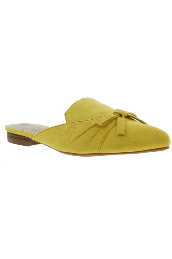Flick Womens Comfort Slip On Mule 11 Wide Yellow Microsuede