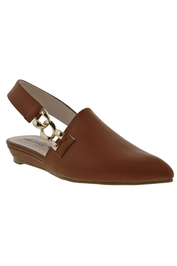 Fret Womens' Slingback Flats, Tan Smooth, 9 Wide