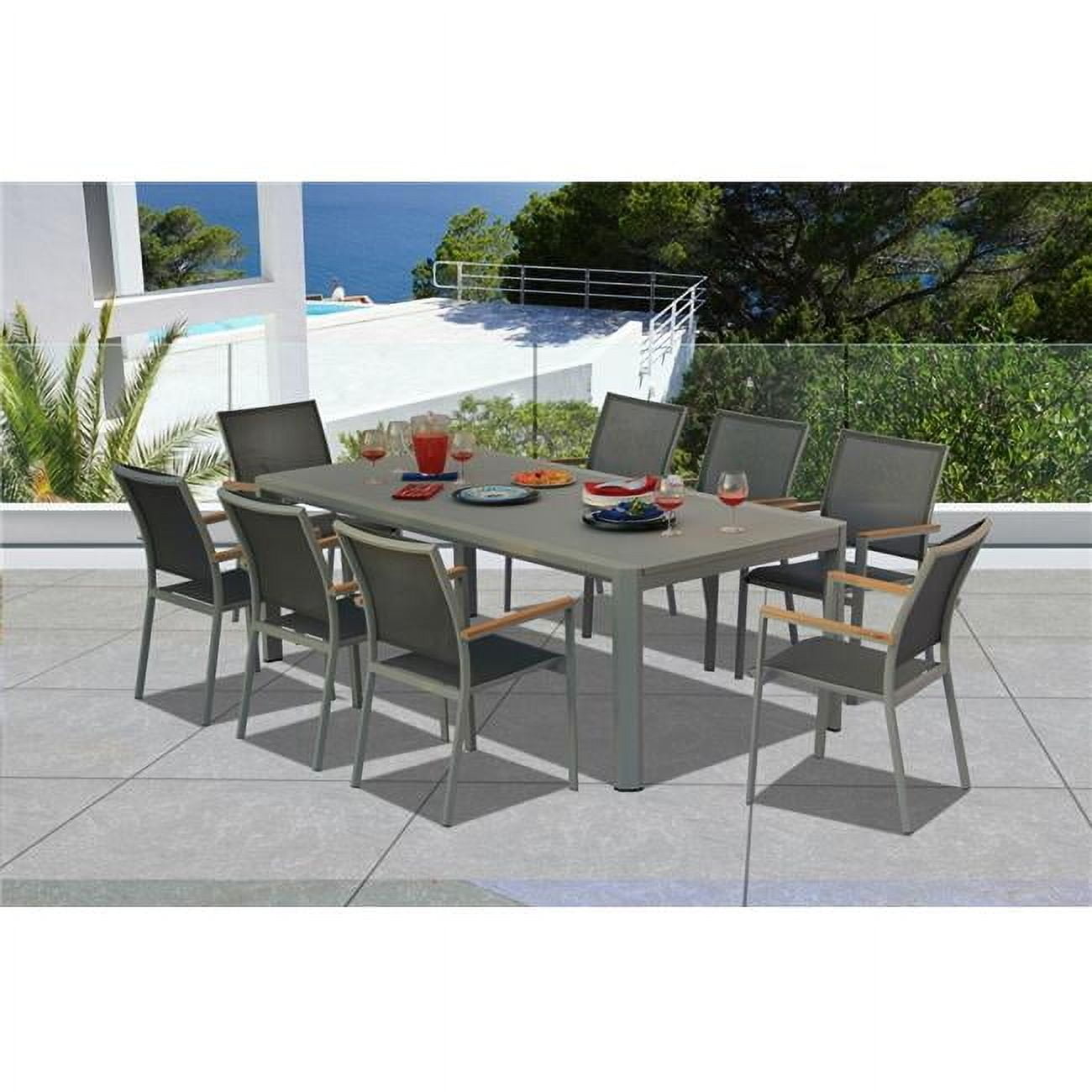 Bellini GR01411LVB2048T 22.75 x 21.25 x 35.5 in. Essense Dining Set, Pewter - 11 Piece