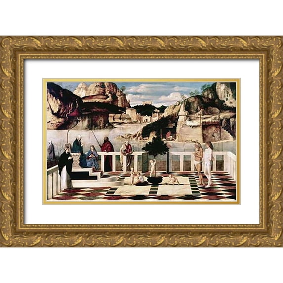 Bellini, Giovanni 18x13 Gold Ornate Wood Framed with Double Matting Museum Art Print Titled - Allegory