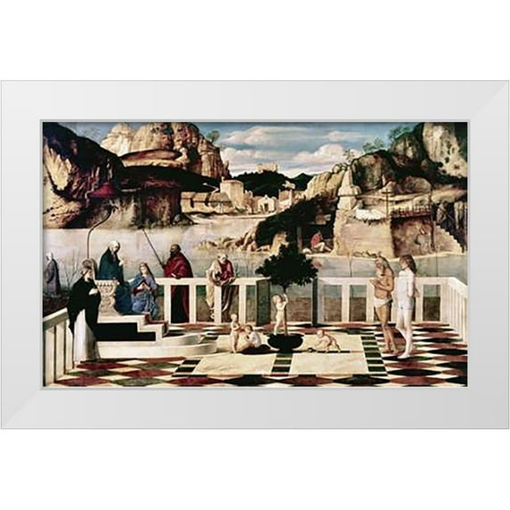 Bellini, Giovanni 32x21 White Modern Wood Framed Museum Art Print Titled - Allegory