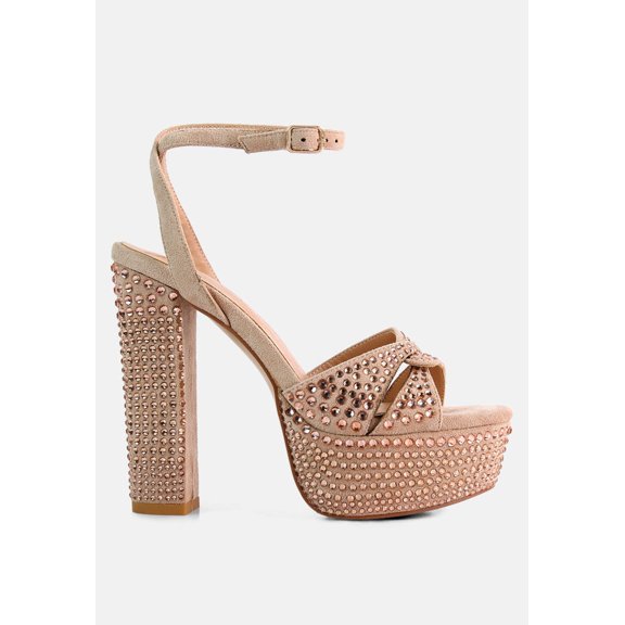 Bellini Heat-Set Diamante High Block Heel Sandals