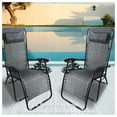 thumbnail image 1 of Bellini Home and Gardens Zero Gravity Recliner / Lounger & Cup Holder in Grey Mesh Fabric 2Pk., 1 of 5