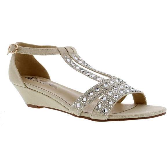 Bellini Laaris Womens Comfort Wedge T-Strap Sandal 6.5 Natural Microsuede