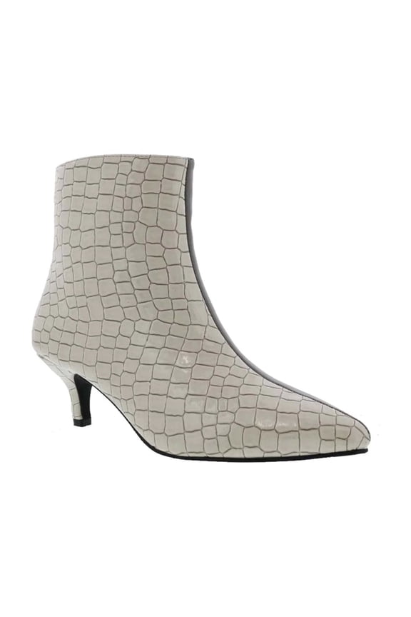 Vegas Women Pump Bootie In White Grey Croc Combo