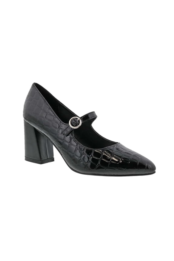 Vex Women Mary Jane Pump In Black Croc Combo