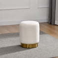 thumbnail image 1 of Bellini White Boucle Fabric Round Footstool Ottoman with Golden Accent Base Small Size, 1 of 5