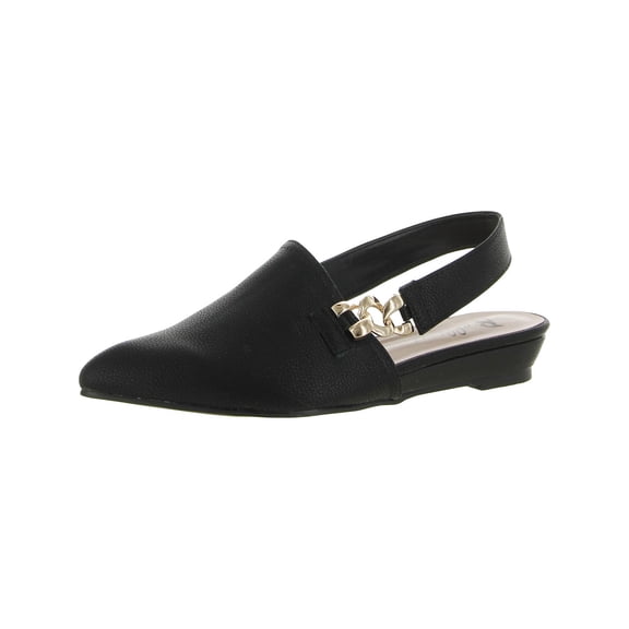 Bellini Womens Fret Ankle Strap Pointed Toe Wedge Sandals