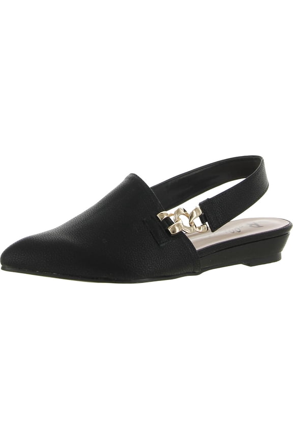 Womens Fret Ankle Strap Pointed Toe Wedge Sandals