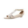 thumbnail image 1 of Bellini Womens Laaris Peep Toe Ankle Strap T-Strap Sandals Beige 13 Wide (C,D,W), 1 of 3