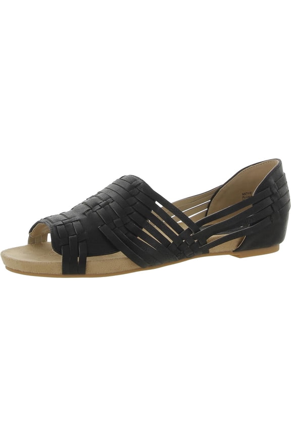 Womens Native Faux Leather Peep-Toe Huarache Sandals