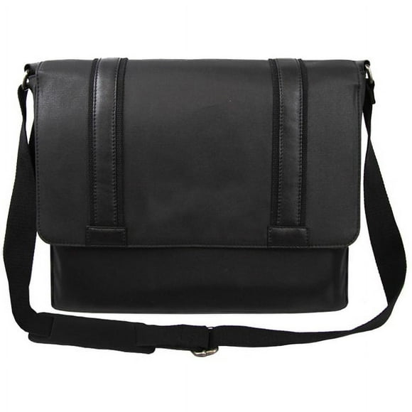 Metropolitan Black Canvas and Leather Laptop Messenger Bag
