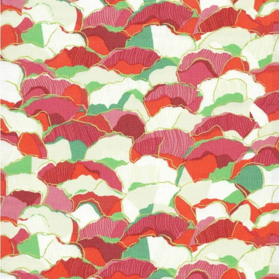 Bellisima Floral Poppies Petals Cream Cotton Fabric by The Yard