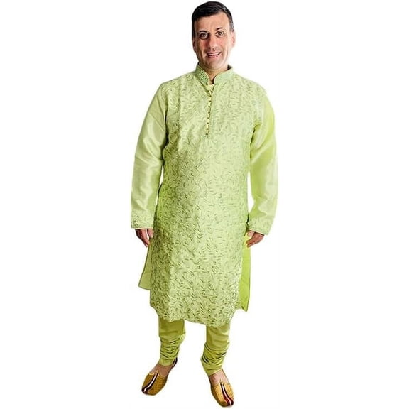 Bellisimo Fashion Men's Kurta Pajama Set Ethnic Wear Green X-Large
