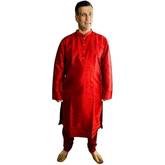 Bellisimo Fashion Men's Kurta Pajama Set Ethnic Wear Red Medium