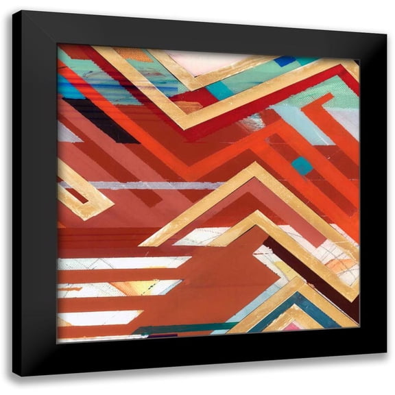 Bellissimo Art 12x12 Black Modern Framed Museum Art Print Titled - Zig Zag II