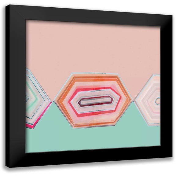 Bellissimo Art 15x15 Black Modern Framed Museum Art Print Titled - Aqua Zig Zag II