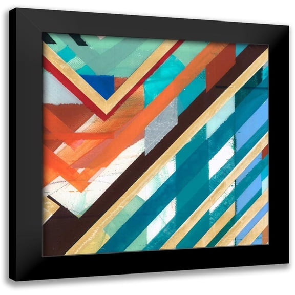 Bellissimo Art 15x15 Black Modern Framed Museum Art Print Titled - Zig Zag III