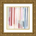 thumbnail image 1 of Bellissimo Art  15x15 Gold Ornate Wood Framed with Double Matting Museum Art Print Titled - Red Pink Stripes III, 1 of 4