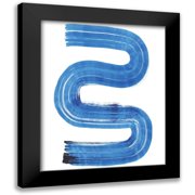 Bellissimo Art 15x18 Black Modern Framed Museum Art Print Titled - Blue Swish II