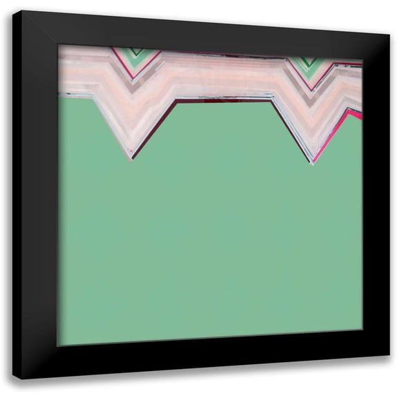 Bellissimo Art 20x20 Black Modern Framed Museum Art Print Titled - Aqua Zig Zag III