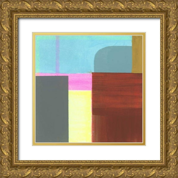 Bellissimo Art 20x20 Gold Ornate Wood Framed with Double Matting Museum Art Print Titled - Blue Neons V