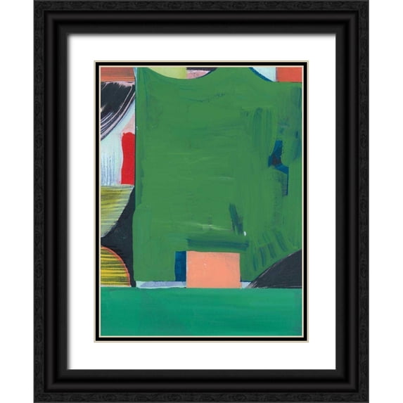 Bellissimo Art 25x32 Black Ornate Wood Framed with Double Matting Museum Art Print Titled - Teal Abstract II