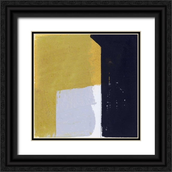 Bellissimo Art 26x26 Black Ornate Wood Framed with Double Matting Museum Art Print Titled - Black and Yellow I