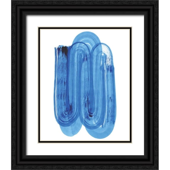 Bellissimo Art 26x32 Black Ornate Wood Framed with Double Matting Museum Art Print Titled - Blue Swish IV