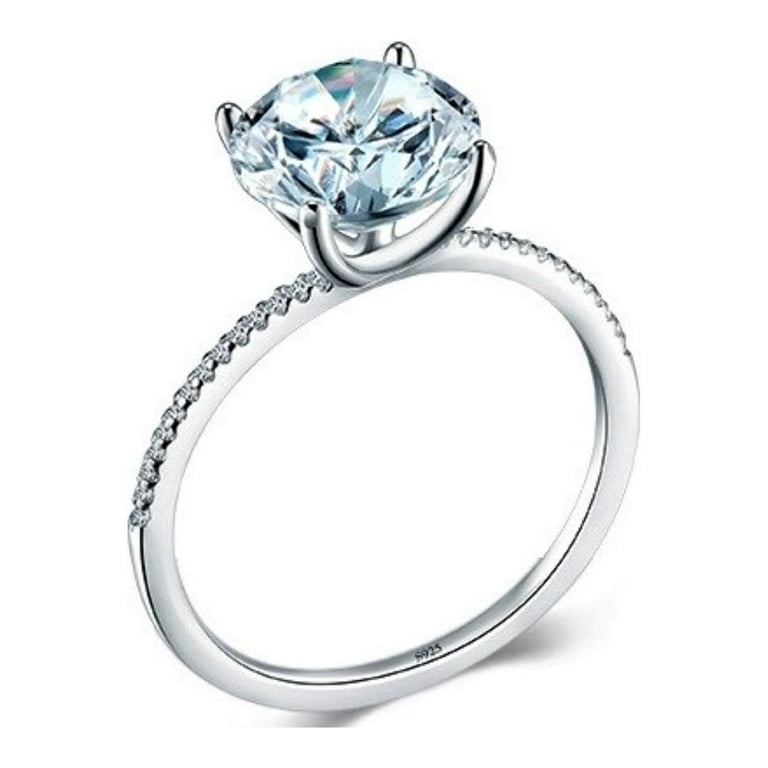 Bellitia Jewelry 3ct Round Brilliant Cut Cubic Zirconia Engagement