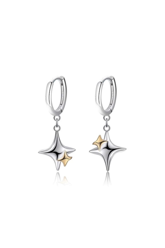 925 Sterling Silver Star Earrings for Women, Cross Star Hoop Drop Earrings for Women, Lovely Anniversary, Birthday, Valentine’s Day Present