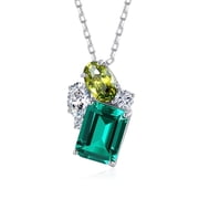 Bellitia Jewelry 925 Sterling Silver Womens Birthstone Gemstone Pendant Necklace, Emerald Peridot Womens Necklace for Anniversary, Birthday, Valentine s Day