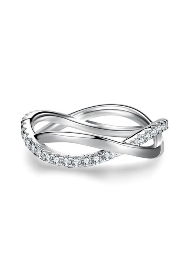 925 Sterling Silver Women's Ring with Cubic Zirconia, Cross Line Design Infinity Ring with Gemstones for Women, Women's Jewelry Set