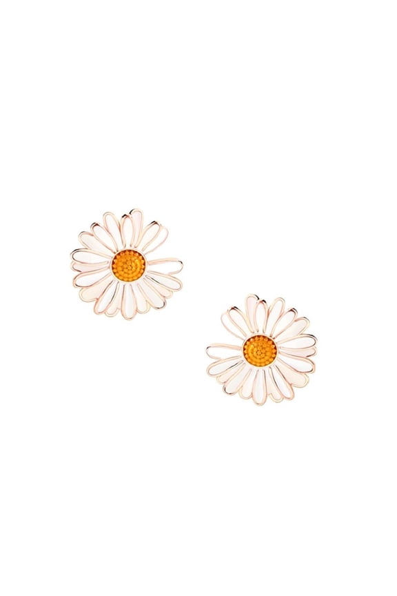 Daisy Flower Stud Earring Ear Studs for Her, Rose Gold Plated Sterling Silver Chrysanthemum Earring Little Sun Flower Stud Earring for Women