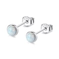 thumbnail image 1 of Bellitia Jewelry Genuine 3mm Bezel Set White/Blue/Green Opal Birthstone Stud Earrings for Women, White Gold/Gold/Rose Gold Plated Sterling Silver Opal Stud Earrings, Opal Dot Studs Hypoallergenic, 1 of 5