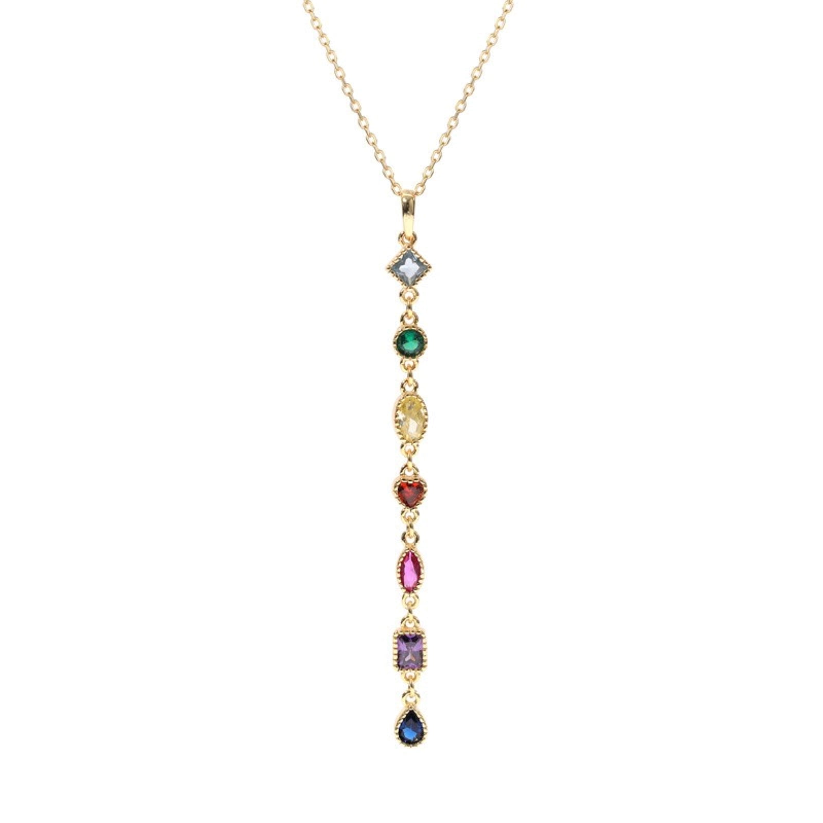 Multistone Multicolor Charm Necklace 14k Gold-plated Silver Multistone Multicolor Charm Necklace 14k Gold-plated Silver
