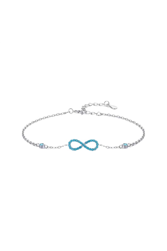 Infinity Bracelet for Women, 925 Sterling Silver Turquoise Gemstone Bracelet Adjustable Bracelet for Birthday Anniversary Valentine's Day Mother's Day