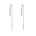 thumbnail image 1 of Bellitia Jewelry Rose Gold/White Gold Plated 925 Sterling Silver Long Drop Threader Chain Earrings for Women Ladies, CZ Simulated Diamond Pull Through Style Earrings, 1 of 7
