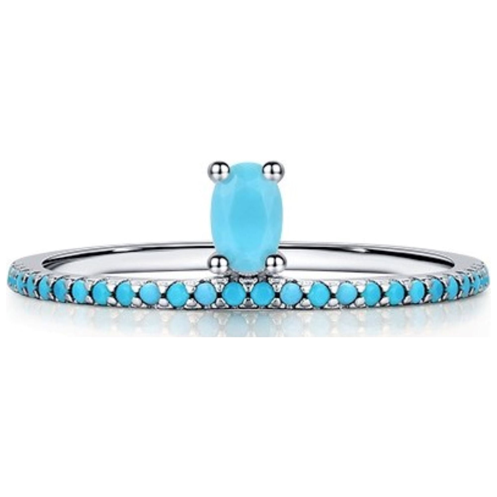 Turquoise Stackable Rings Bellitia Jewelry Turquoise Stackable Ring for Women Girls, 925 Sterling ...
