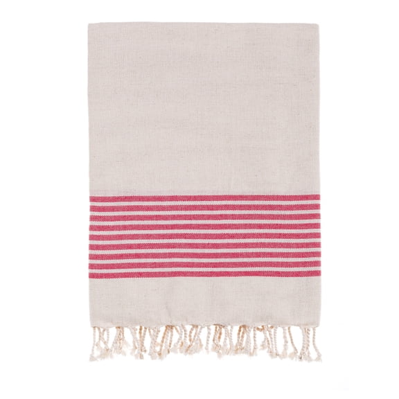 Bello Handwoven Turkish Beach Towel, Nine Stripes Linen Red, Quick Dry Highly Absorbent Sand-Free Versatile for Beach, Spa, Home, Peshtemal Towel (39 x 66.9 Inches)