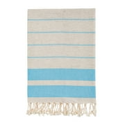 Bello Handwoven Turkish Beach Towel, Odel Linen Turquoise, Quick Dry Highly Absorbent Sand-Free Versatile for Beach, Spa, Home, Peshtemal Towel 39 x 66.9 Inches