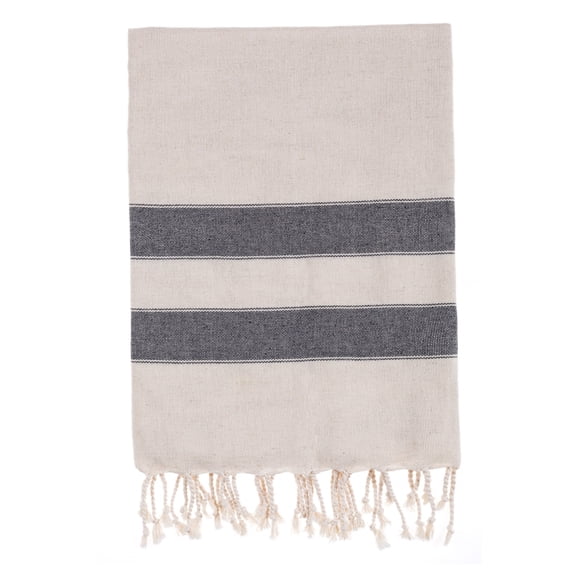 Bello Handwoven Turkish Beach Towel, Soft Linen Black, Quick Dry Highly Absorbent Sand-Free Versatile for Beach, Spa, Home, Peshtemal Towel (39 x 66.9 Inches)