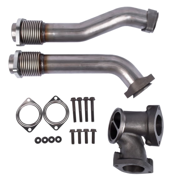 Bellowed Up Pipe Upgrade Kit for 1999-2003 Ford Super Duty 7.3L Powerstroke Diesel, Fits International 3400 3800, OE 679-005 679005 F4TZ6K854C F4TZ6K854F Exhaust System
