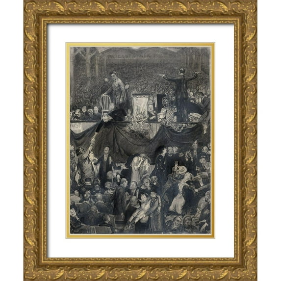 Bellows, George 12x14 Gold Ornate Wood Framed with Double Matting Museum Art Print Titled - The sawdust trail