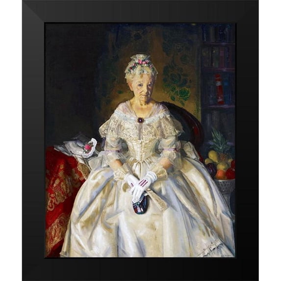 Bellows, George 20x24 Black Modern Framed Museum Art Print Titled - Mrs T in Cream Silk-No 2