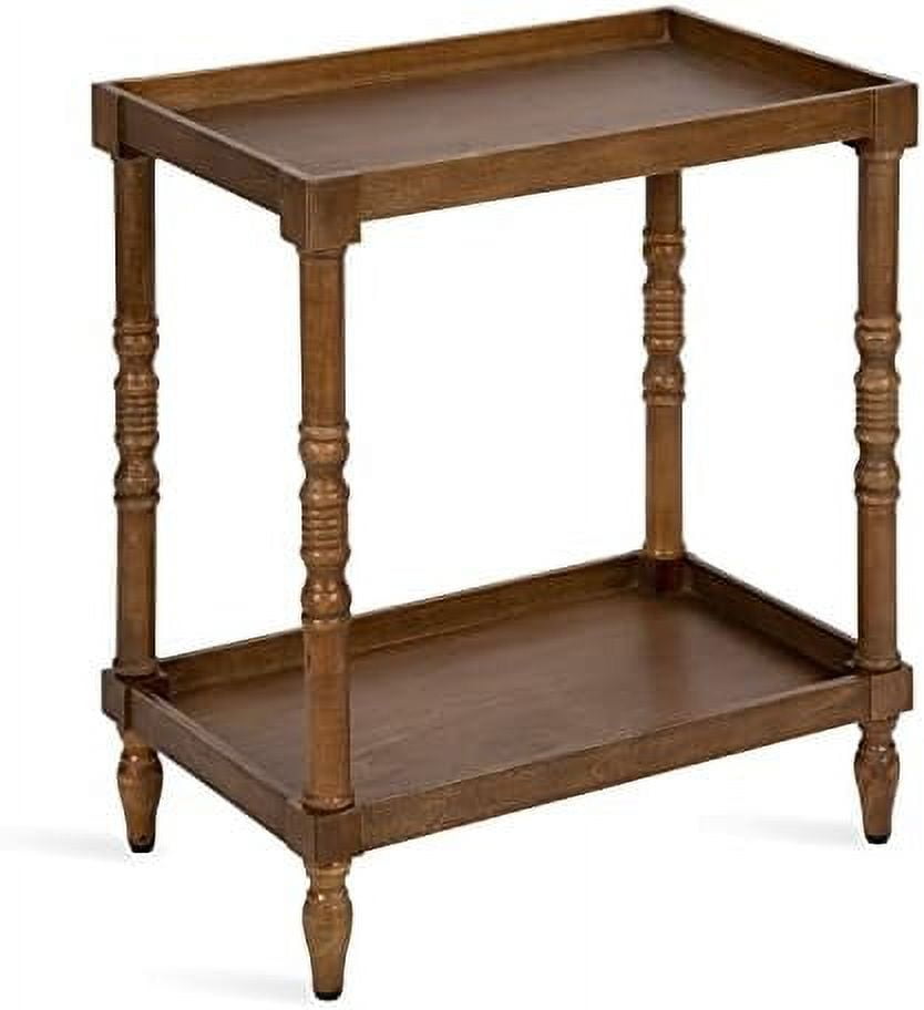 Bellport Rustic Brown Wood Side Table with Shelf