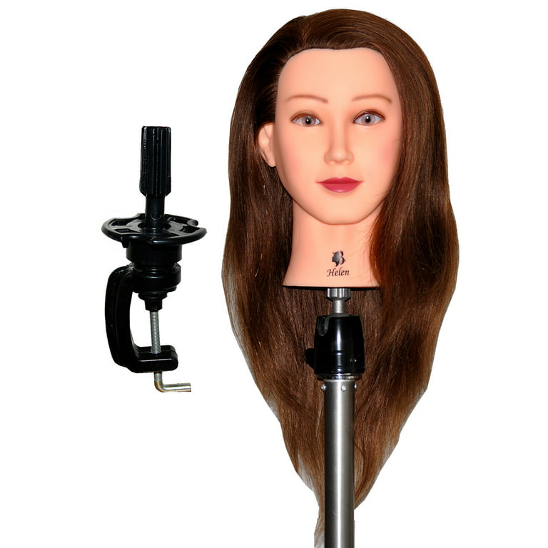 Bellrino 20-22 inch Cosmetology Mannequin Manikin Training Head with Human Hair - Helen (Clamp Holder Included)