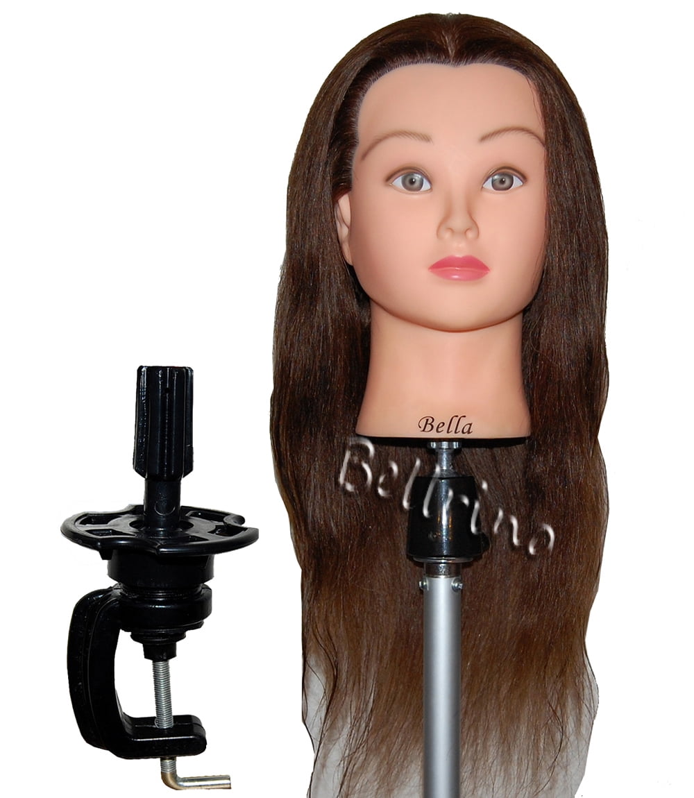 Bellrino 24  Cosmetology Mannequin Manikin Training Head with Human Hair -  Lindsey (CLAMP HOLDER INCLUDED) 